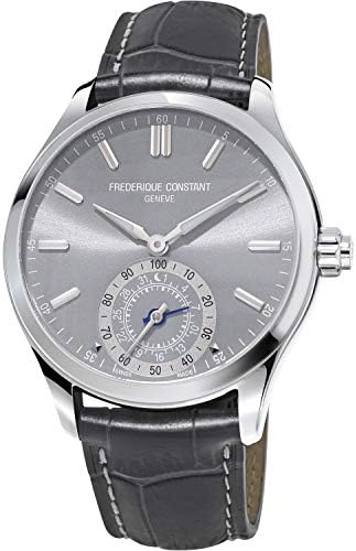 Frederique Constant Erkek HOROLOJİK Akıllı Saat Deri Kayışlı Paslanmaz Çelik akıllı saat, Gri, 21 (Model: FC-285LGS5B6)