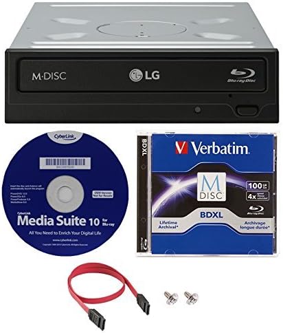 LG WH16NS40K 16X Blu-ray BDXL M-DİSK DVD CD Dahili Yazıcı Sürücü Paketi ile Ücretsiz 100G Verbatim M-Disk BDXL + Cyberlink Medya