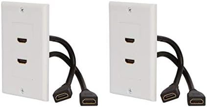 Alıcının Noktası HDMI Duvar Plakası [UL Listeli] (2 Bağlantı Noktası) Ethernet ile 6 inç Dahili Esnek Yüksek Hızlı HDMI Kablosu