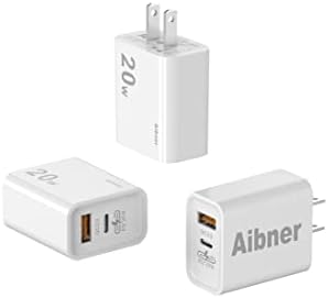 Çift Bağlantı Noktalı USB-C Duvar Takılabilir USB şarj Aleti, Aibner 3-Pack 20W Güç Teslimatı QC3. 0 USB A Çift Bağlantı Noktalı