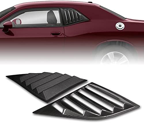 Q1-TECH, Karbon Fiber Bak Yan Pencere Panjurları Scoop Kapak Havalandırma Güneş Gölge Kapak 2008-2019 Dodge Challenger ile Uyumlu