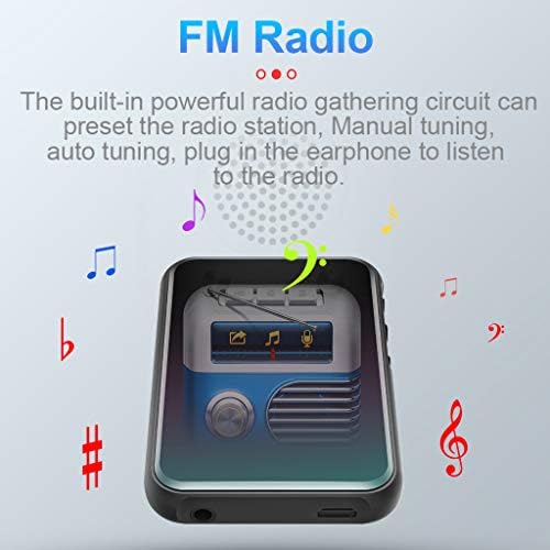 HFSKJWI Mini MP3 Çalar, Bluetooth müzik Çalar ile 2.4 Ekran, Video/ Ses Kaydedici / E-kitap/FM Radyo/ Fotoğraf Görüntüleyici,