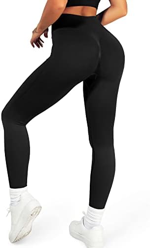 MOHUACHİ Kadın Nervürlü Dikişsiz Tayt Yüksek Belli Egzersiz Spor Yoga Pantolon Ezme Popo Tayt