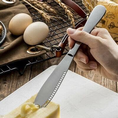 GOODMORE Tereyağı Serpme Bıçağı Tereyağını Kesmek ve Yaymak için Tırtıklı Kenarlı ve Delikli Paslanmaz Çelik Tereyağı bıçağı