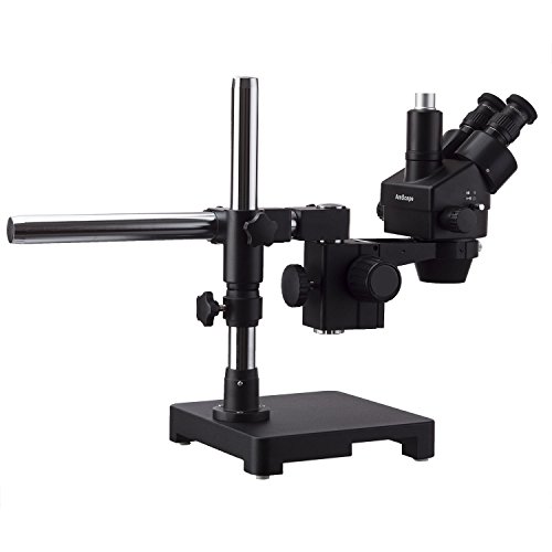 AmScope 3.5 X-180X Siyah Trinoküler stereo yakınlaştırmalı mikroskop üzerinde Tek Kol Boom Standı ile Ağır 80 - LED halka ışık