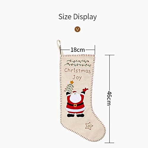 DJASM ZZWZM Keten Işlemeli Noel Stocking Yaratıcı Santa Kardan Adam Çorap Kolye Hediye Çantası Noel Süsler (Renk: Stil 1)