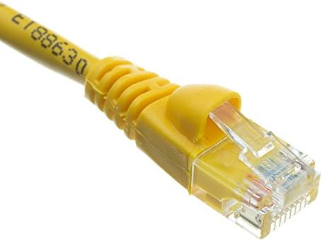 Snagless/Kalıplı Önyüklemeli eDragon Cat5e Ethernet Yama Kablosu, (1 Fit/0,3 Metre), Sarı, (5 Paket)