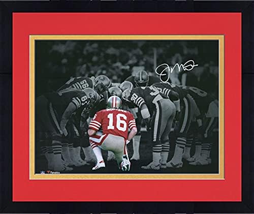 Çerçeveli Joe Montana San Francisco 49ers İmzalı 16 x 20 Huddle Spotlight Fotoğrafı-İmzalı NFL Fotoğrafları