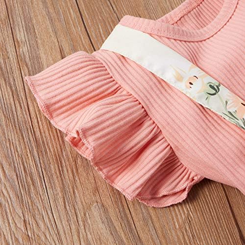 Yenidoğan Bebek Kız Şort Set Fırfır Romper / T-shirt ve Askı Şort ile Kafa Bandı, bebek Çiçek Kıyafetler