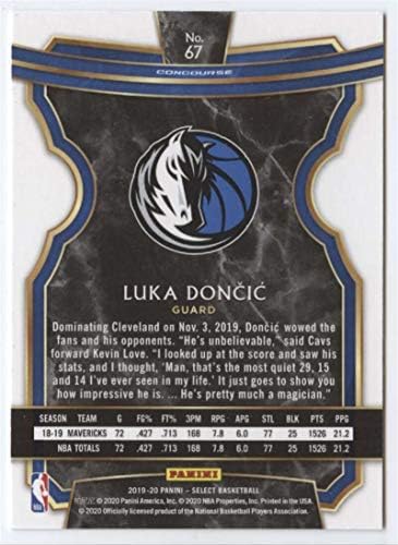 2019-20 Panini Seç 67 Luka Doncic Dallas Mavericks NBA Basketbol Ticaret Kartı