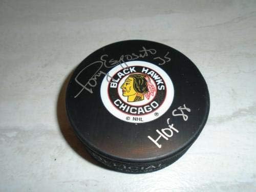 Tony Esposito İmzalı Chicago Blackhawks Hokey Diski İmzalı PSA / DNA COA 1B-İmzalı NHL Diskleri