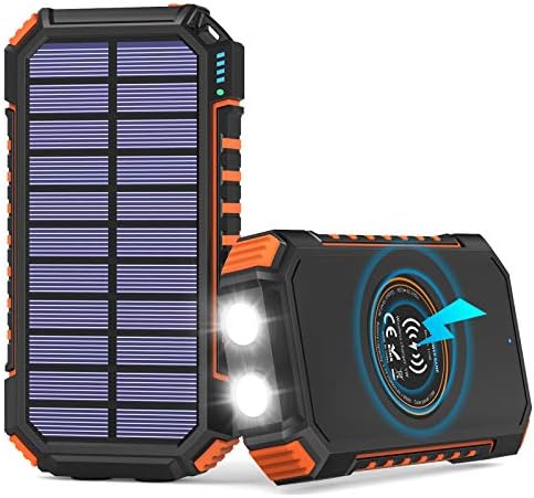 Güneş Enerjisi Bankası 26800mAh, 4 Çıkışlı Hiluckey Solar Şarj Cihazı Kablosuz Taşınabilir Şarj Cihazı USB C Harici Pil Takımı