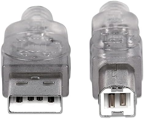 MANHATTAN 16 Fit Yüksek Hızlı USB Aygıt Kablosu A Erkek/B Erkek, Yarı Saydam Gümüş (345408)