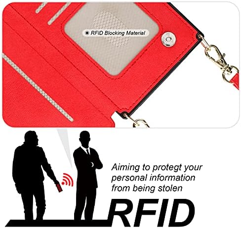 Bocasal Crossbody Cüzdan Kılıf için iPhone 13 Pro Max ile RFID Engelleme Kart Yuvası Tutucu, Manyetik Kapak Folio Çanta Kılıf,