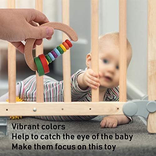 HEEPDD Ahşap Bebek Çıngıraklar, Diş Çıkarma Toddler Ahşap Zil El Düzenlenen Çıngırak Ses Oyuncaklar 4 Adet Renkli Toddlers Boys
