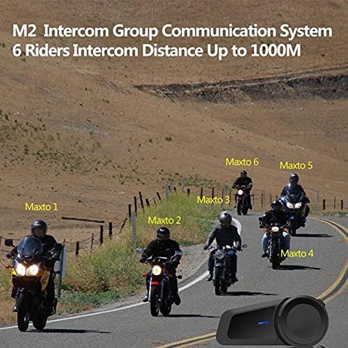 SUOTENG Motosiklet İletişim Sistemi, Motosiklet İnterkom Kask Kulaklık 6 Riders Grup Talking İnterkom FM Bluetooth 5.0 Herhangi