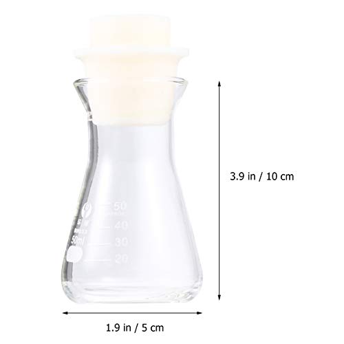 Konik Flask - 1PC Cam Flask Konik Flask Mantar ile Laboratuvar Öğrencileri için Deney Kimya (Geniş Ağız, 50 ml)