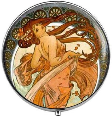 Alphonse Mucha Art Nouveau-Art Deco Hap Kutusu-Çekicilik Hap Kutusu-Cam Şeker Kutusu