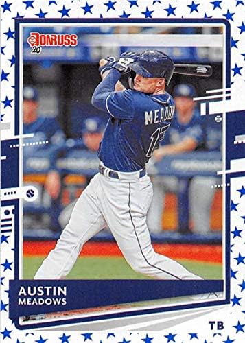 2020 Donruss Bağımsızlık Günü 144 Austin Meadows Tampa Bay Rays Resmi MLB PA Beyzbol Ticaret Kartı Ham (NM veya Daha iyi) Durumda