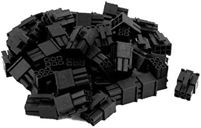 X-DREE 50 Adet Siyah Plastik Çift 6 Terminal Dişi 4.2 mm Pitch Araba Oto PC PSU ATX Konnektörü (50 piezas de plástico negro doble