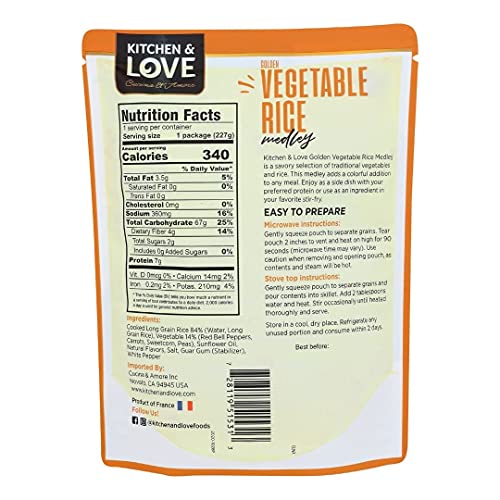 Mutfak & Aşk Altın Sebzeli Pirinç Potpuri 6 Paket / Isıya Hazır 8oz Kese, Gluten Ücreti, Vegan, Bitki Bazlı