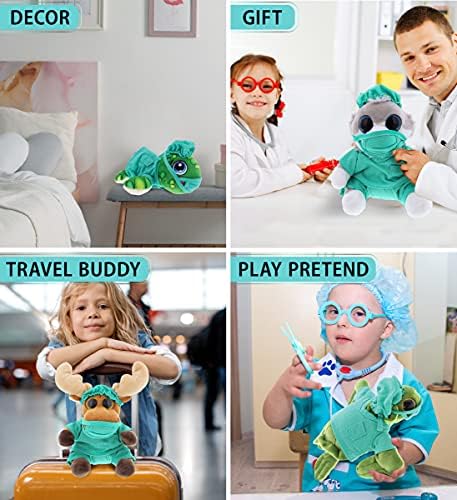 Oyuncak Ayı Peluş Oyuncak için DolliBu Doktor Giydirme Seti - Doldurulmuş Hayvanlar için Cerrah Scrubs Kıyafeti, Sevimli Doktor