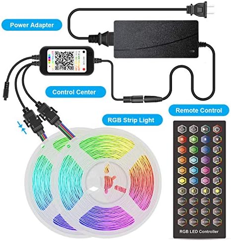 LuxLumin LED şerit ışıkları 65.6 ft, Bluetooth RGB LED şerit ışıkları ile 40 tuşları uzaktan kumanda, müzik Sync renk değiştirme