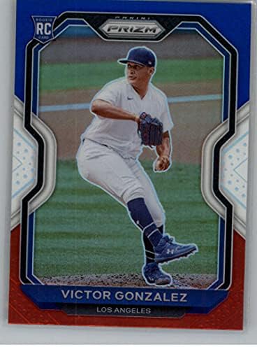 2021 Panini Prizm Kırmızı Beyaz ve Mavi Prizm Refrakter 17 Victor Gonzalez Los Angeles Dodgers Seviye 1 Resmi MLB PA Beyzbol