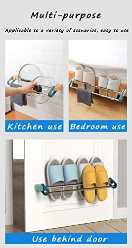3 Pcs Duvar Ayakkabı Raf için Ev Banyo Tuvalet Çift Çubuk Ayakkabı Raf için Dolap Kapı Paslanmaz Çelik(Renk:Mavi + Sarı+Beyaz)
