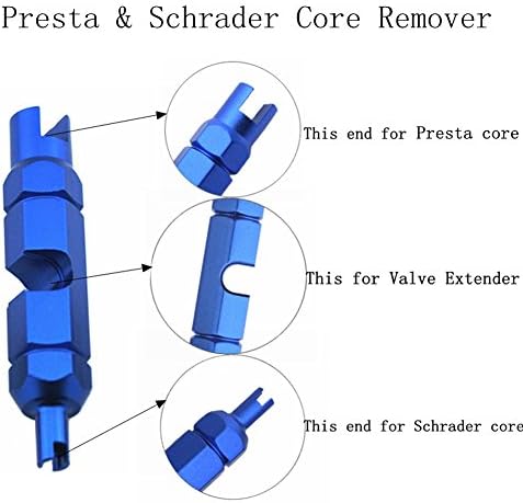 Presta & Schrader Tubeless Bisiklet Lastikleri 5mm Anahtarı Daireler için HanKer Vana Çekirdek Remover Aracı (Mavi)