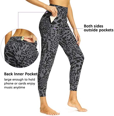 Mesily kadın Atletik Joggers Yüksek Bel Sweatpant Yoga Pantolon Egzersiz Koşu için Cepler ile