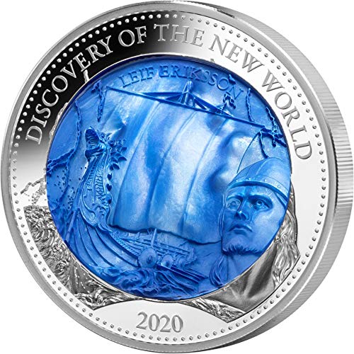 2020 DE Sedef PowerCoin Keşif Yeni Dünya Leif Erikson 5 Oz Gümüş Sikke 25 $ Solomon Adaları 2020 Geçirmez