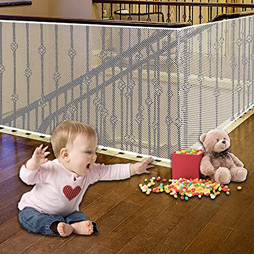 Merdiven Ağı, Sondajsız Merdivenler için Bebek Kapısı, Bebek Güvenlik Rayı, 18 ft L x 2,66 ft H, Çocuk için Bebek Güvenlik Ağı