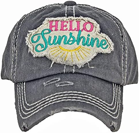 KBETHOS Şapkaları Merhaba Güneş Işığı Kadın Sıkıntılı Yıkanmış Beyzbol Şapkası
