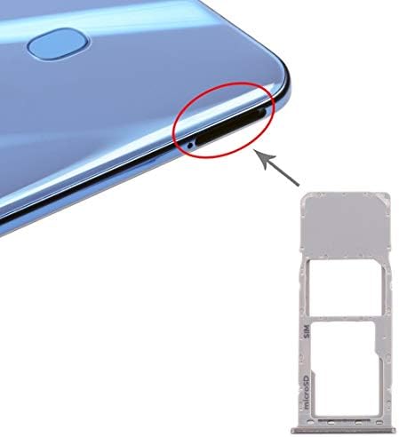 JINParts SIM Kart Tepsi + Micro SD Kart Tepsi için Uyumlu Galaxy A20 A30 A50 (Siyah) Cep Telefonu Tamir Parçaları (Renk: Gümüş)