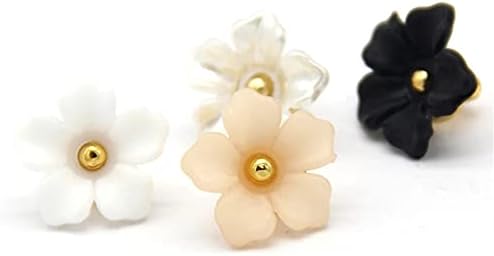 20 Adet Çiçek Plastik Dekoratif Düğmeler Gömlek Düğmeleri Dikiş El Yapımı Aksesuarlar (Siyah, 13mm)