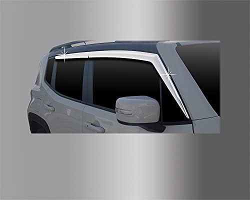 AUTOCLOVER Krom Yan Pencere Vent Visor Jeep Renegade için 4 Parça Set 2015 2017 2018 2019 2020 2021 / Güvenli Yağmur Çıkışı-Kanal