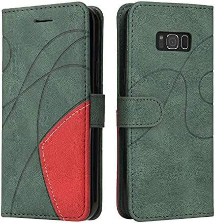 SHUNDA samsung kılıfı Galaxy S8, PU Deri cüzdan Kılıf Kapak [Standı Özelliği] ile 3-Yuvaları-Yeşil