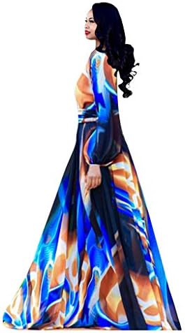 Bandaj bölünmüş gevşek elbise Moda Kadın Artı boyutu baskı V Yaka uzun kollu elbise