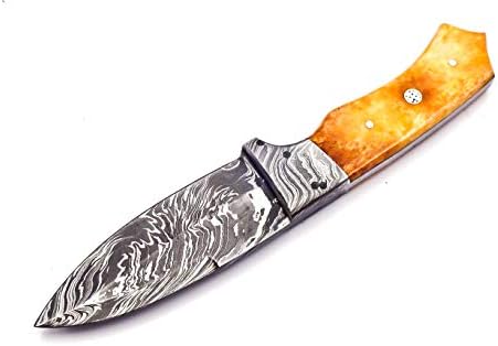 SK-REG 44 Özel El Yapımı Şam Çelik Bıçak, av bıçağı, kamp bıçağı, hayatta kalma bıçağı, Renkli Kemik Kolu, Nooraki tarafından