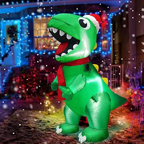 TURNMEON 3.5 Ft Dinozor Noel şişme Açık Dekorasyon havaya uçurmak Dino ile Noel şapka led ışık Up Noel Dekorasyon için Ev Yard