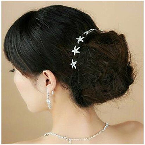 Numblartd 10 Pcs Gümüş Denizyıldızı U Şekilli Saç Pin-Kristal Rhinestone Saç Takı Aksesuarları için Kadın Lady Parti Düğün ve