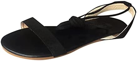 Kadın Strappy gladyatör düz sandalet ayak bileği kayış tanga Flip flop slayt ayakkabı yaz için kesip