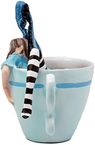 Ebros Hediye Amy Kahverengi Çay Fincanı Latte Kahve Sarhoş Peri Heykelcik Fantezi Efsanevi Peri Sihirli Suluboya Koleksiyon Dekor