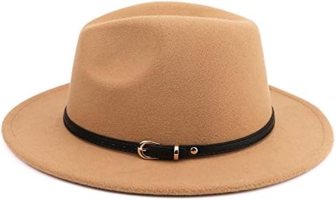 Melesh Geniş Ağızlı Unisex Klasik Kemer Tokası Fedora Şapka