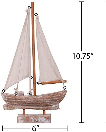 Ahşap Yelkenli Modeli Dekorasyon, Mini Ahşap Yelkenli Tekne Gemi Modeli El Yapımı Rustik Eski Plaj Denizcilik Okyanus Tema Yelkenli