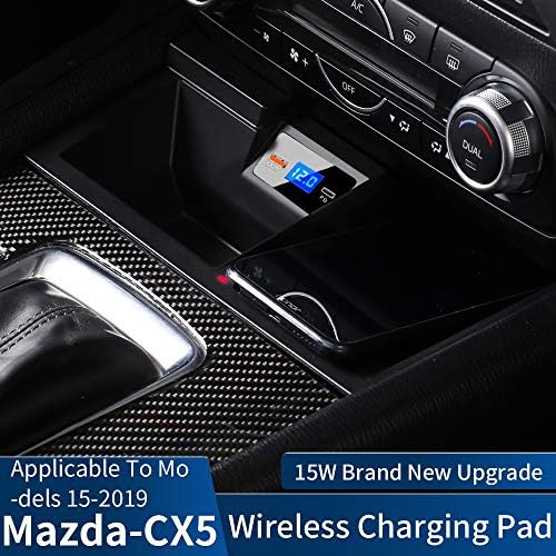 Bwen Kablosuz Şarj Cihazı, Qc Hızlı Şarj Cihazı 10W Araç Telefonu Montaj Kablosuz Şarj Cihazı Sadece Mazda CX5 2017-2020 için