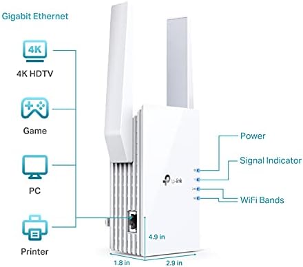 TP-Link AX1800 WiFi 6 Genişletici (RE605X)-İnternet Güçlendirici, 1500 metrekareye kadar kapsar.ft ve 30 Cihazlar, Çift Bant