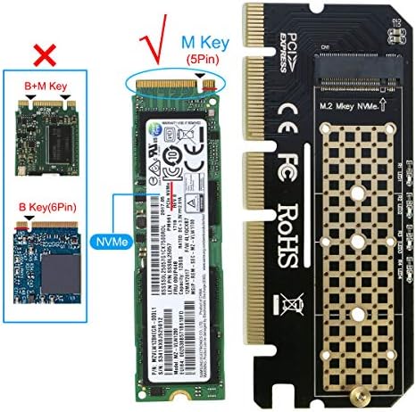 RİİTOP NVMe adaptörü M. 2 PCIe SSD PCI-e x4/x8/x16 dönüştürücü kartı için ısı emici ile M. 2 (M Anahtar) NVMe SSD 2280/2260/2242/2230