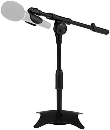 Ağırlıklı Tabanlı Metal Ayarlanabilir Masaüstü Mikrofon Standı, 12.2 ila 16.5 Yüksekliğinde, 3/8 Vida 5/8 Vidaya Dönüştürür,